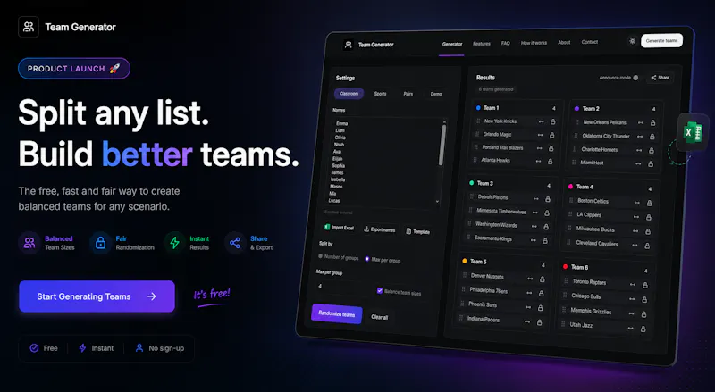 Team Generator screenshot 2