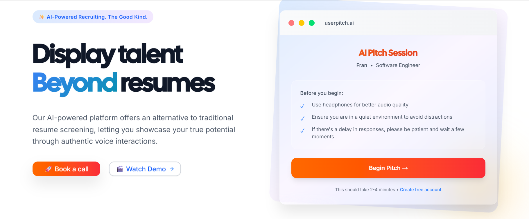 userpitch.ai - AI tabanlı asansör sahaları: İşe alınmanın modern yolu. medya 2