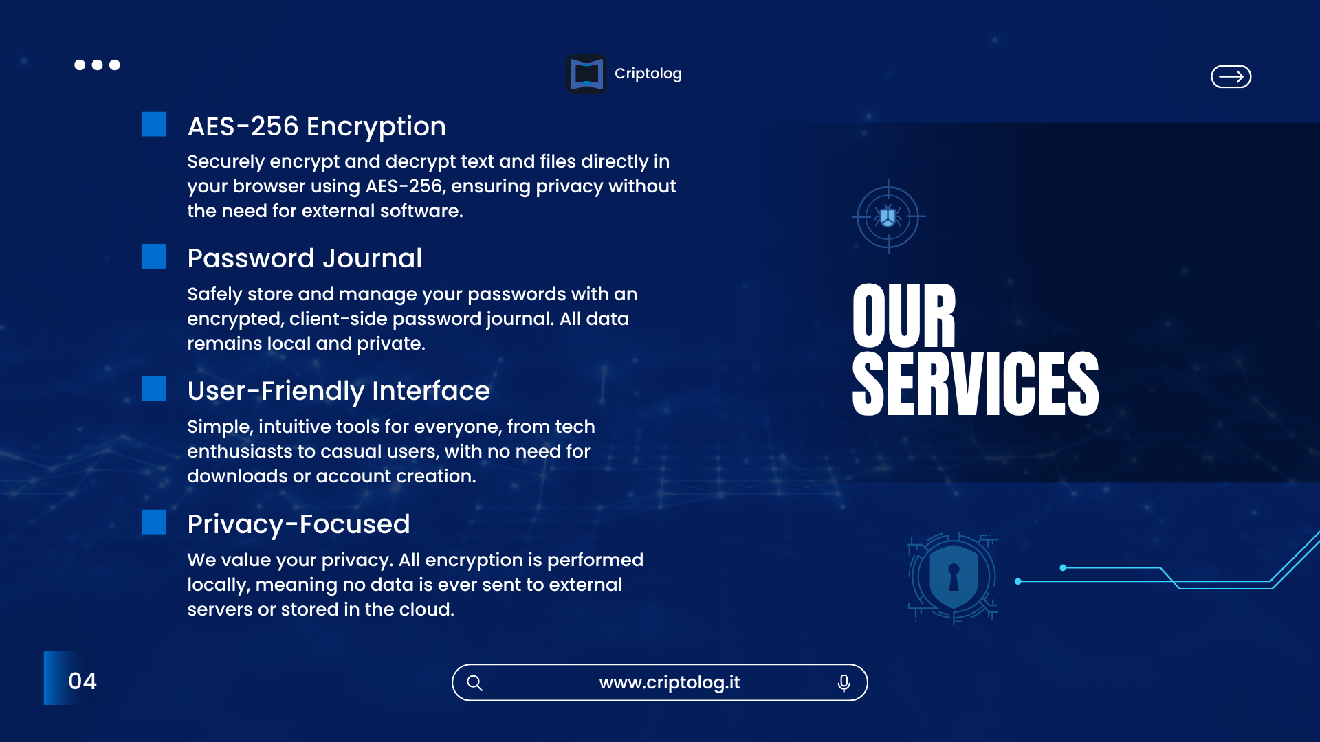 Criptolog - AES 암호화 및 비밀번호 저널, 100% 클라이언트 측 미디어 4