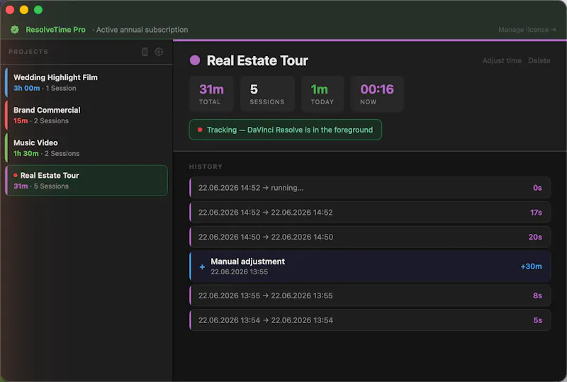 ResolveTime screenshot 2