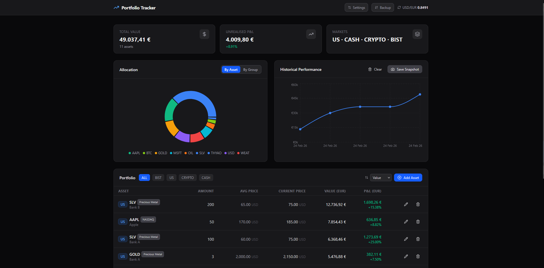 Portfolio Tracker: Simple & Minimal gallery image