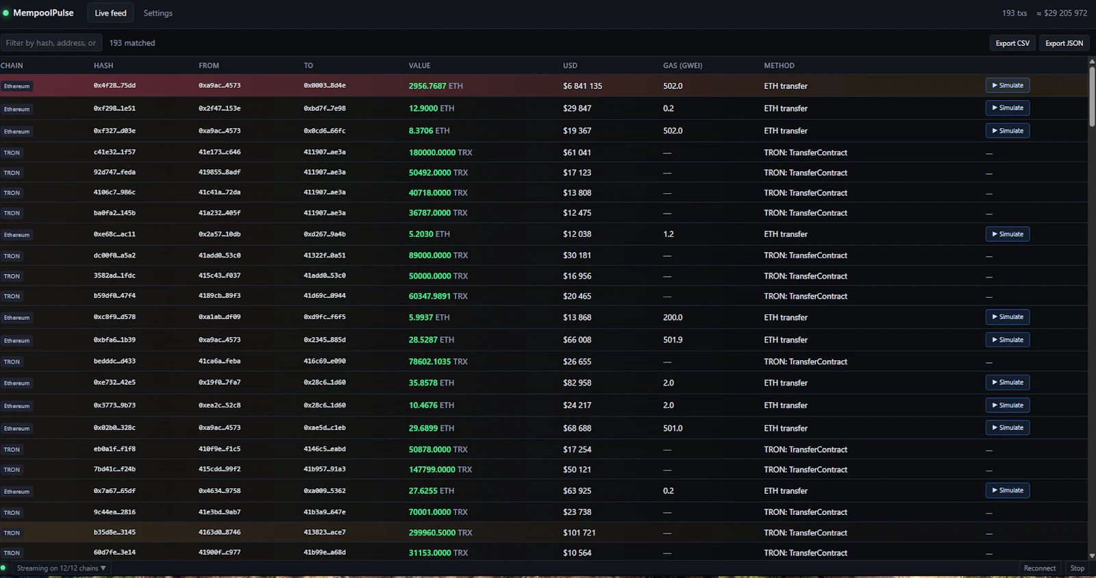 Mempoolpulse screenshot 1