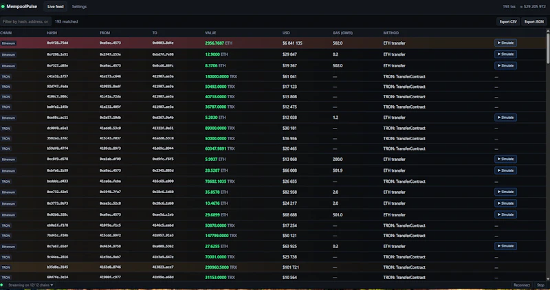 Mempoolpulse screenshot 1