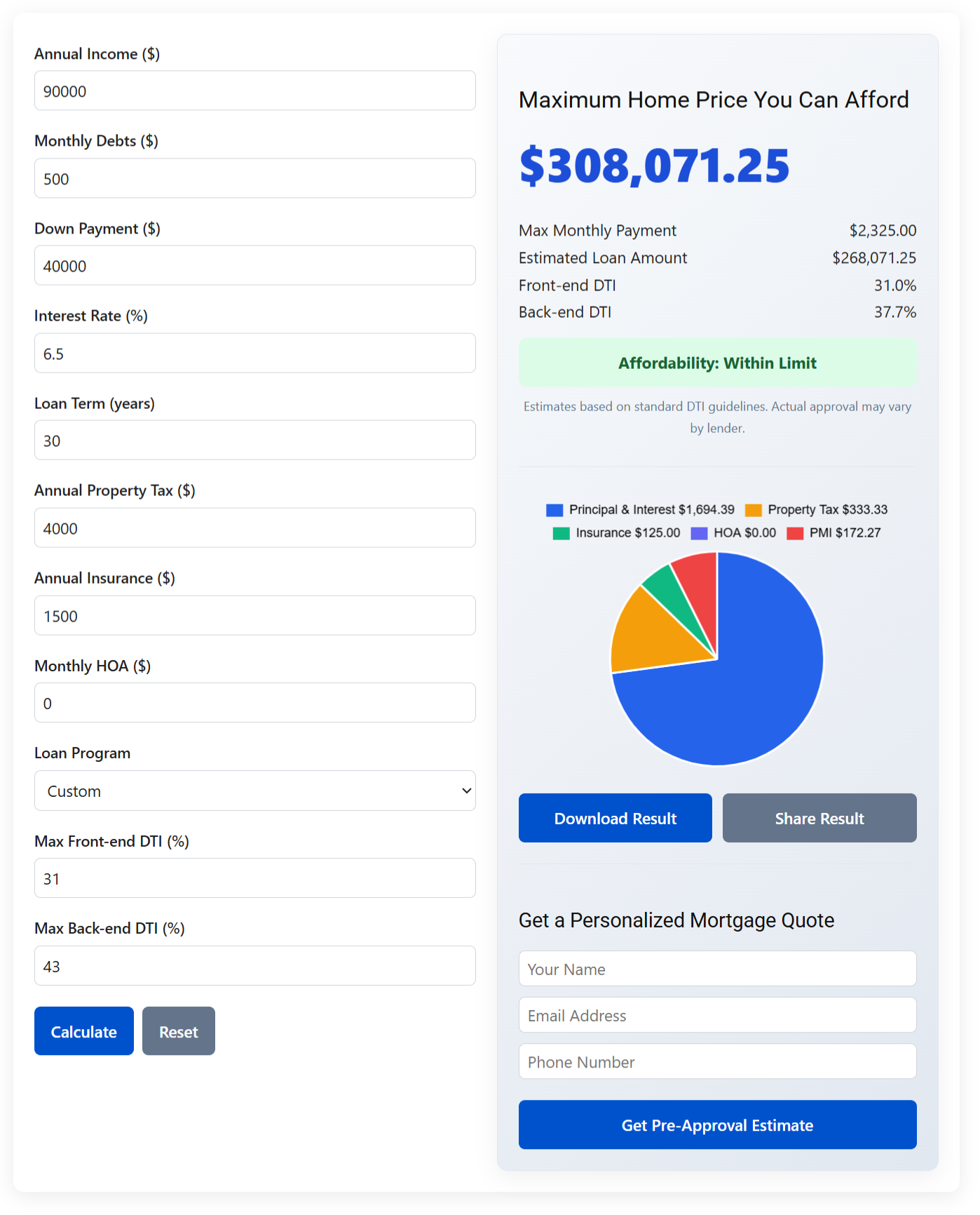 Mortgage Affordability Calculator gallery image