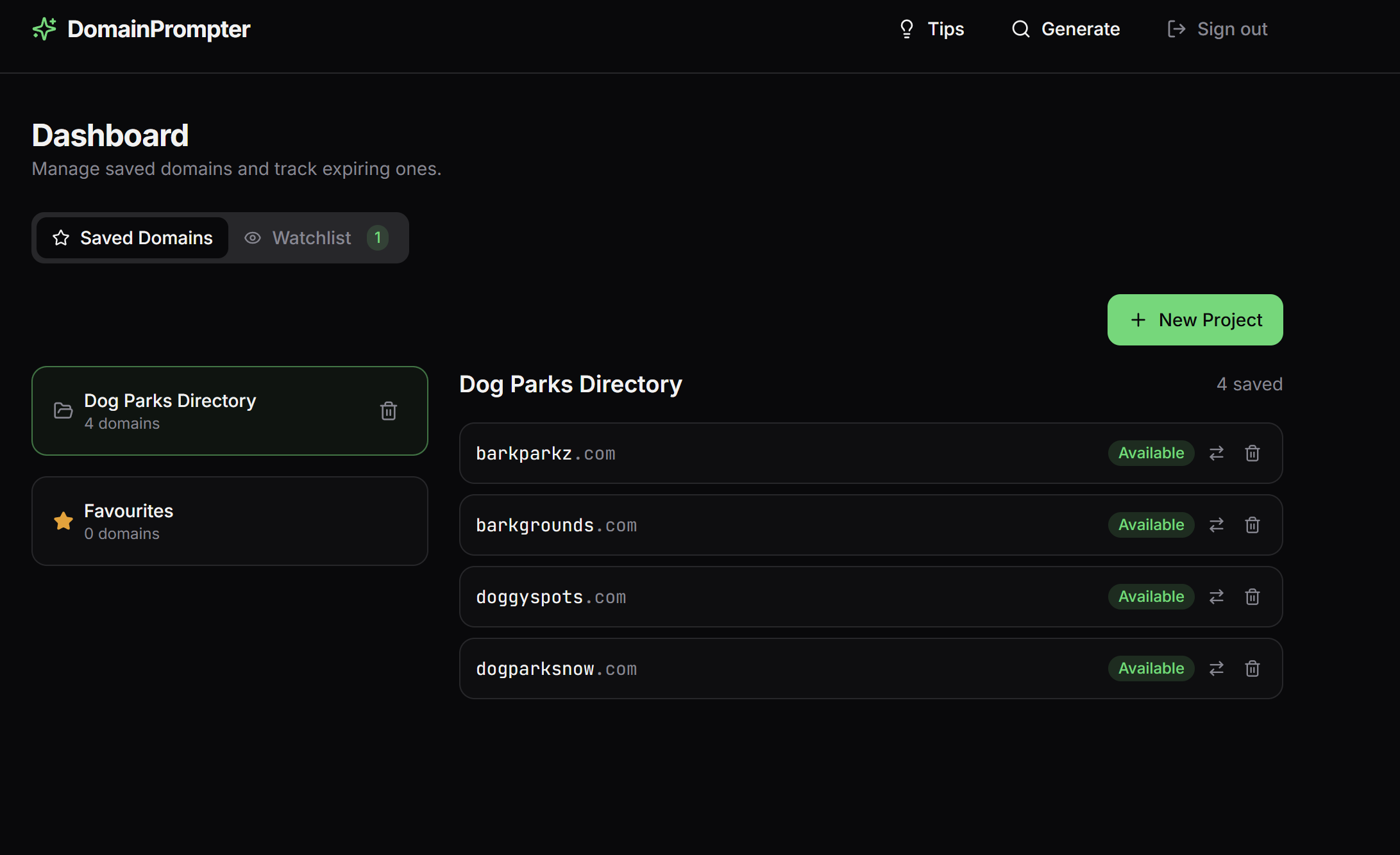 DomainPrompter - Screenshot 3 showing product features and functionality