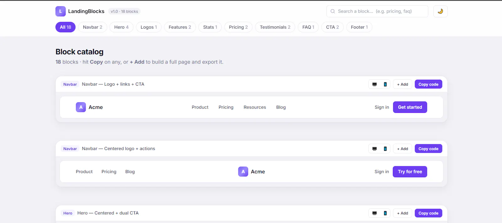 LandingBlocks screenshot 1