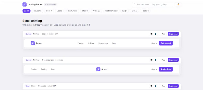 LandingBlocks screenshot 1