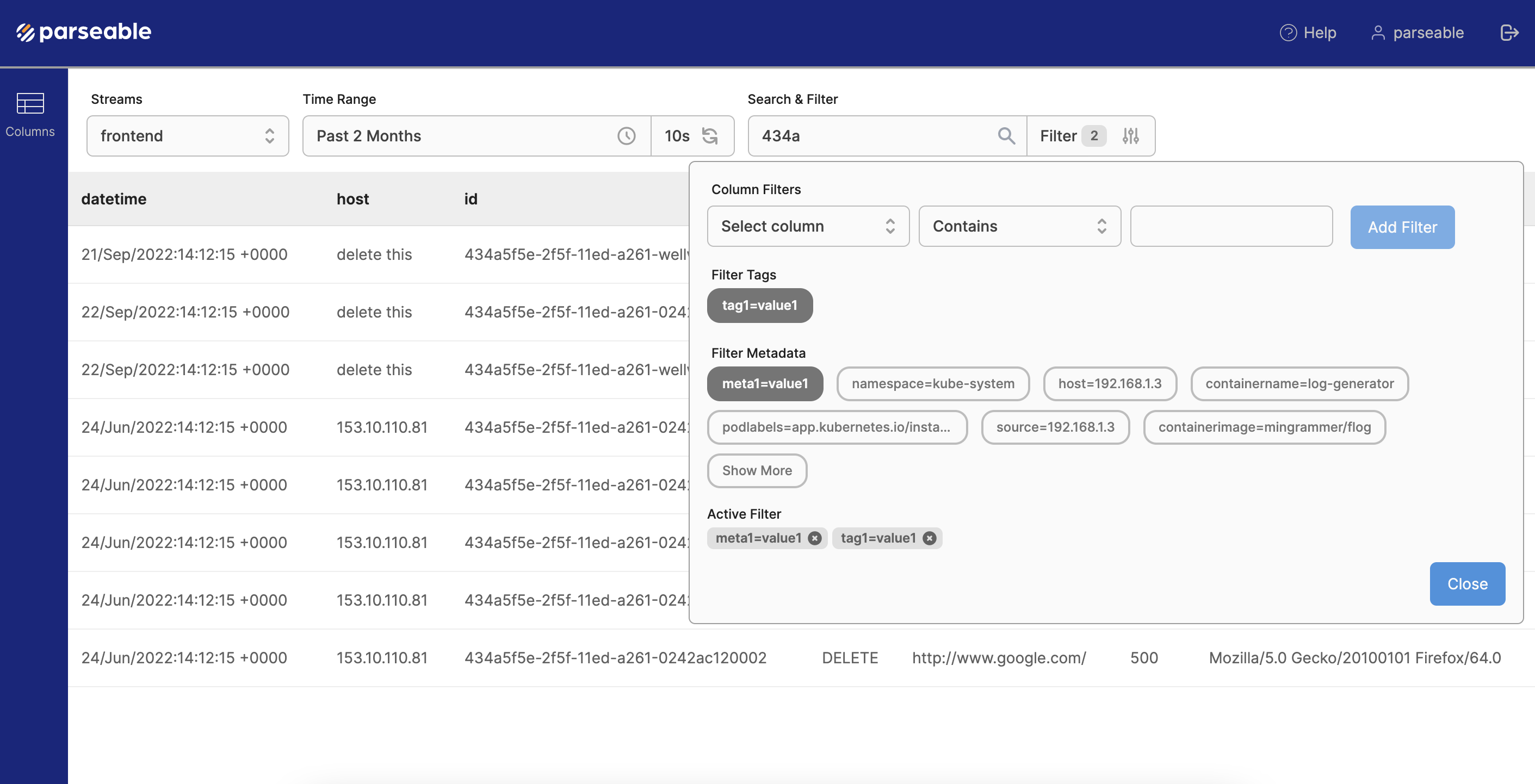 Almacenamiento de registro de Parsable media 2