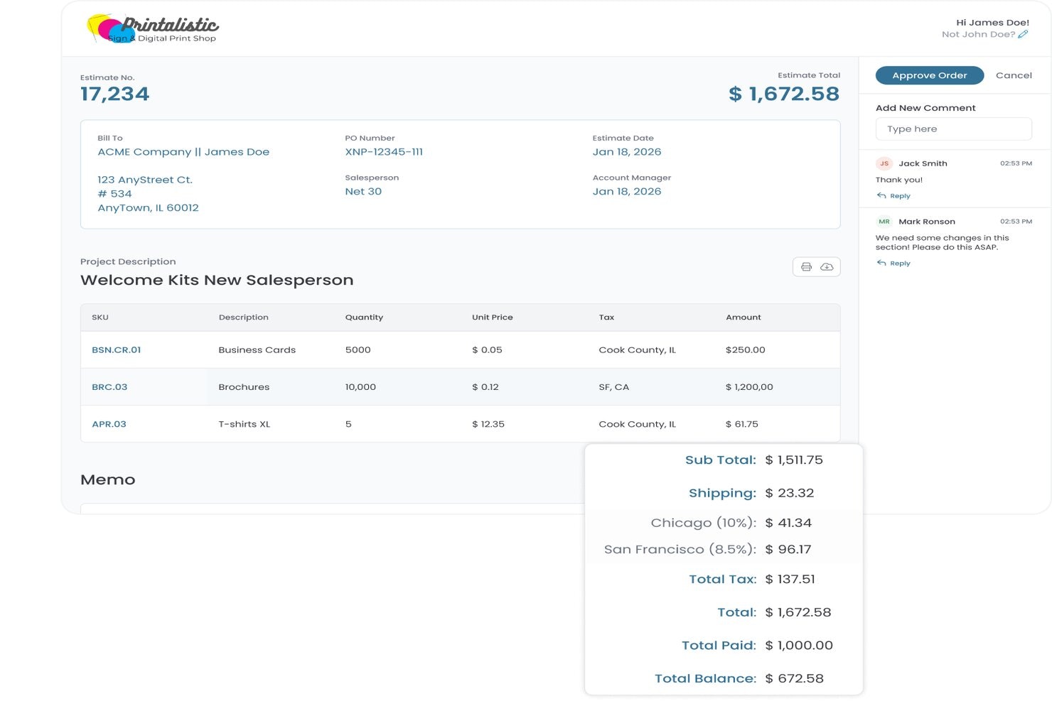 Mídia 2 de Ordenar - Estimativa de impressão simples e personalizável e gerenciamento de pedidos