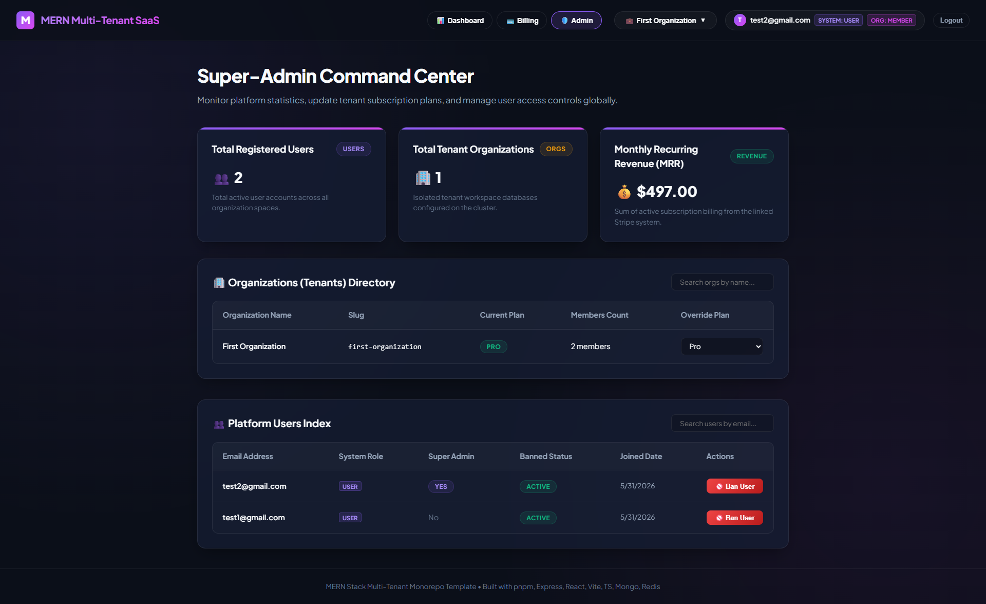 MERN Multi-Tenant SaaS Boilerplate gallery image