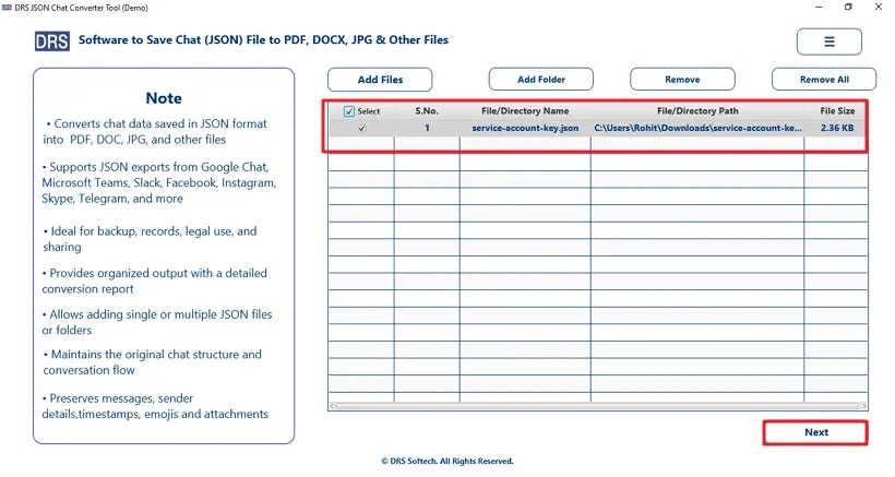 DRS Softech JSON Converter Tool  - Screenshot 3 showing product features and functionality