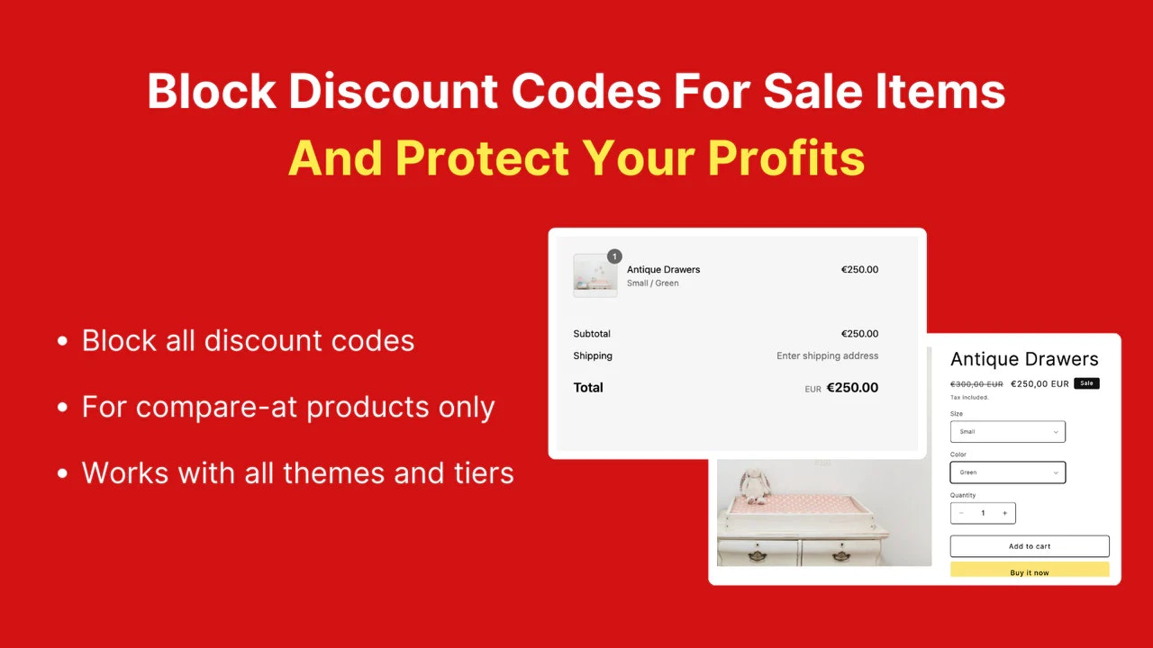 DCB: Discount Code Blocker For Shopify - Main product screenshot demonstrating key features and user interface
