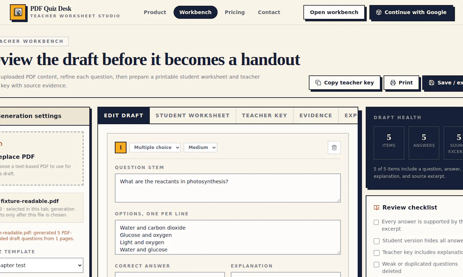 AI Quiz Generator from PDF screenshot 1