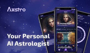 Aplicativo Aistro em um smartphone, exibindo leituras astrológicas personalizadas.