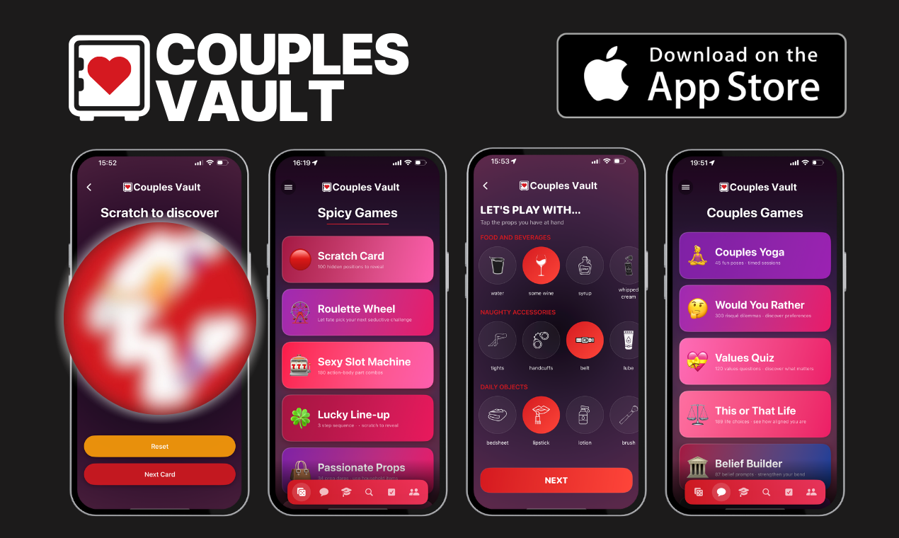 Couples Vault - Sex Games - Main product screenshot demonstrating key features and user interface