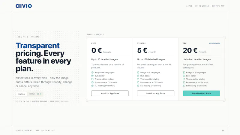 Aivio – EU AI Labels Shopify  screenshot 4