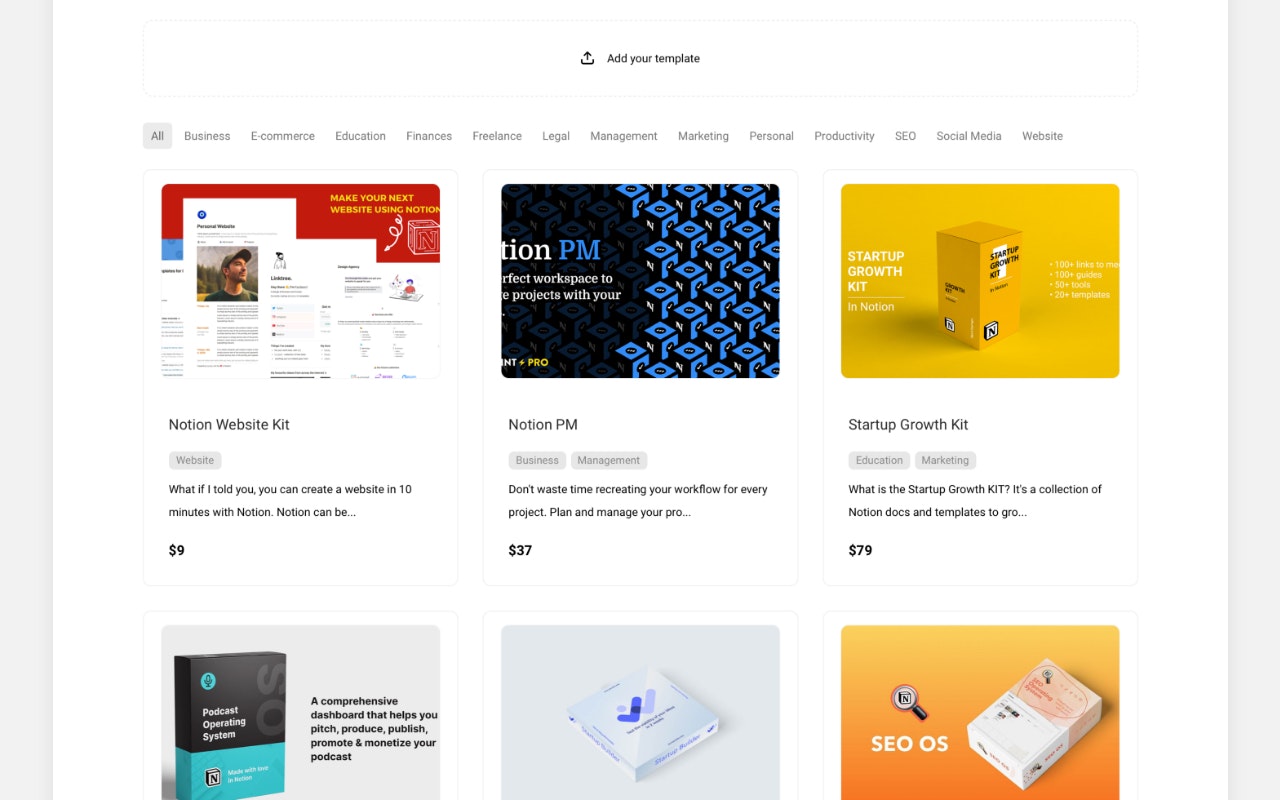Notion Templates List gallery image