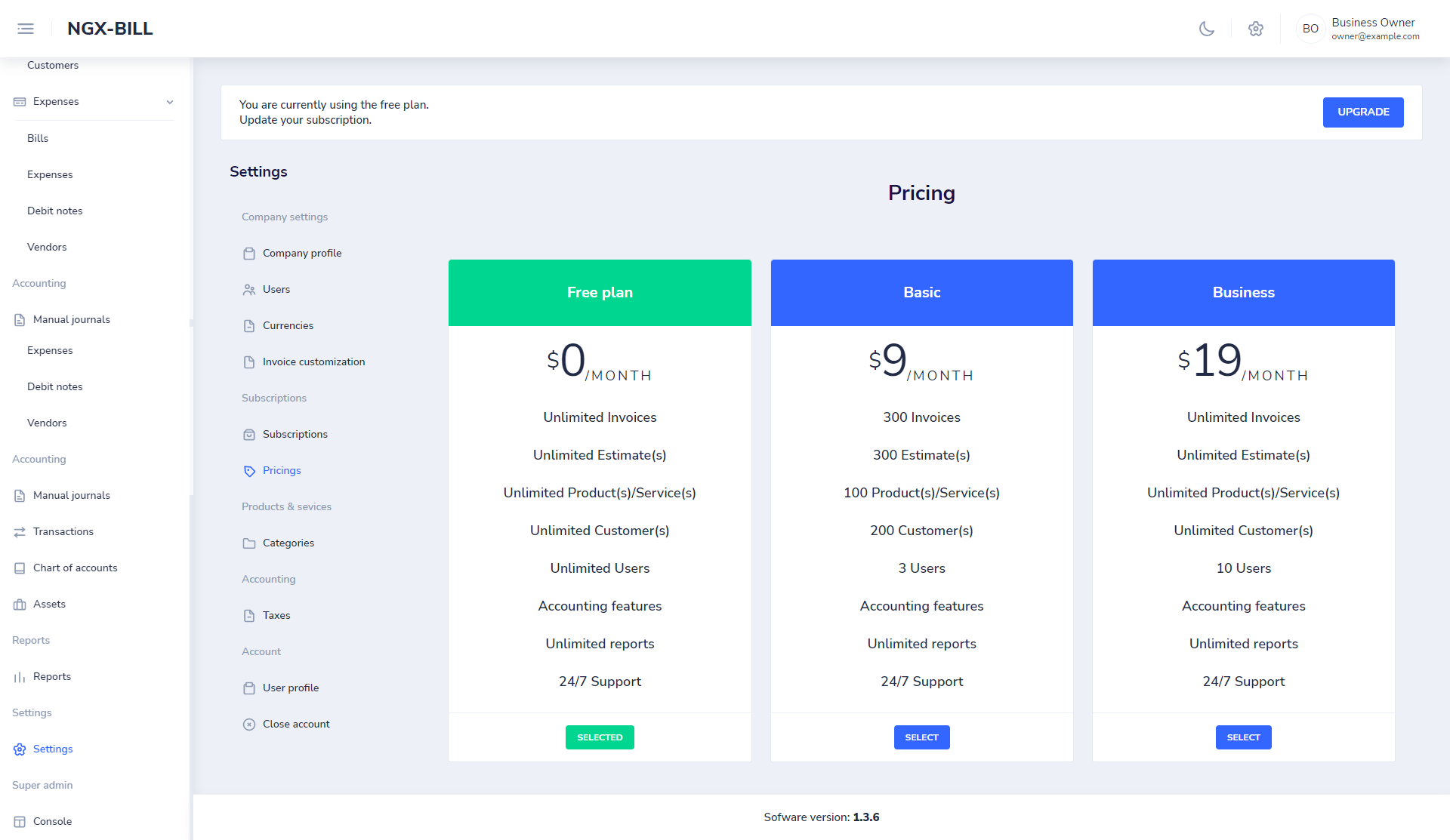 NGX.BILL Self hosted accounting/billing gallery image