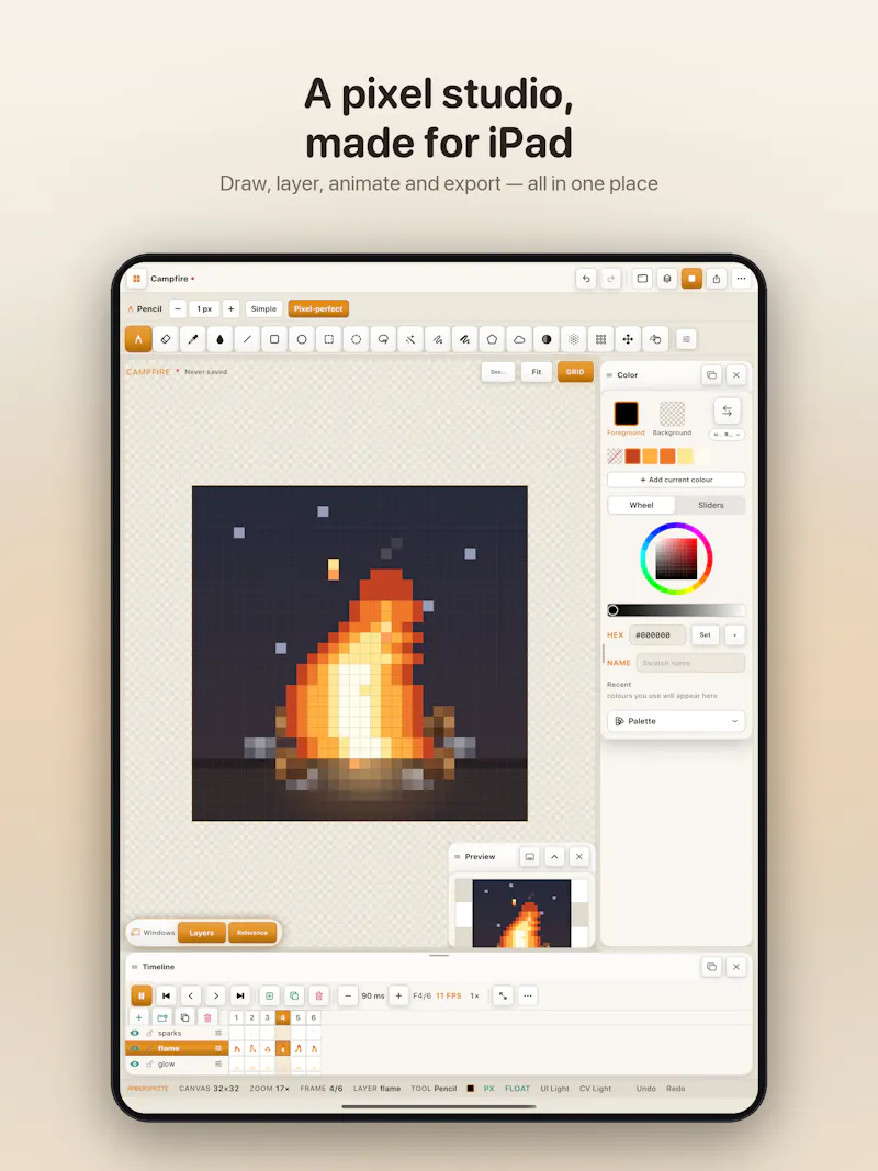 Ambersprite — Pixel Art Studio for iPad screenshot 5
