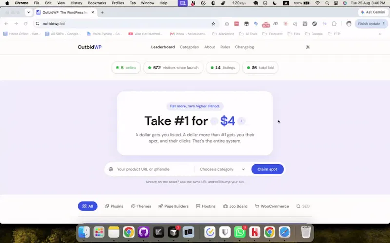 OutbidWP screenshot 1 (video preview)