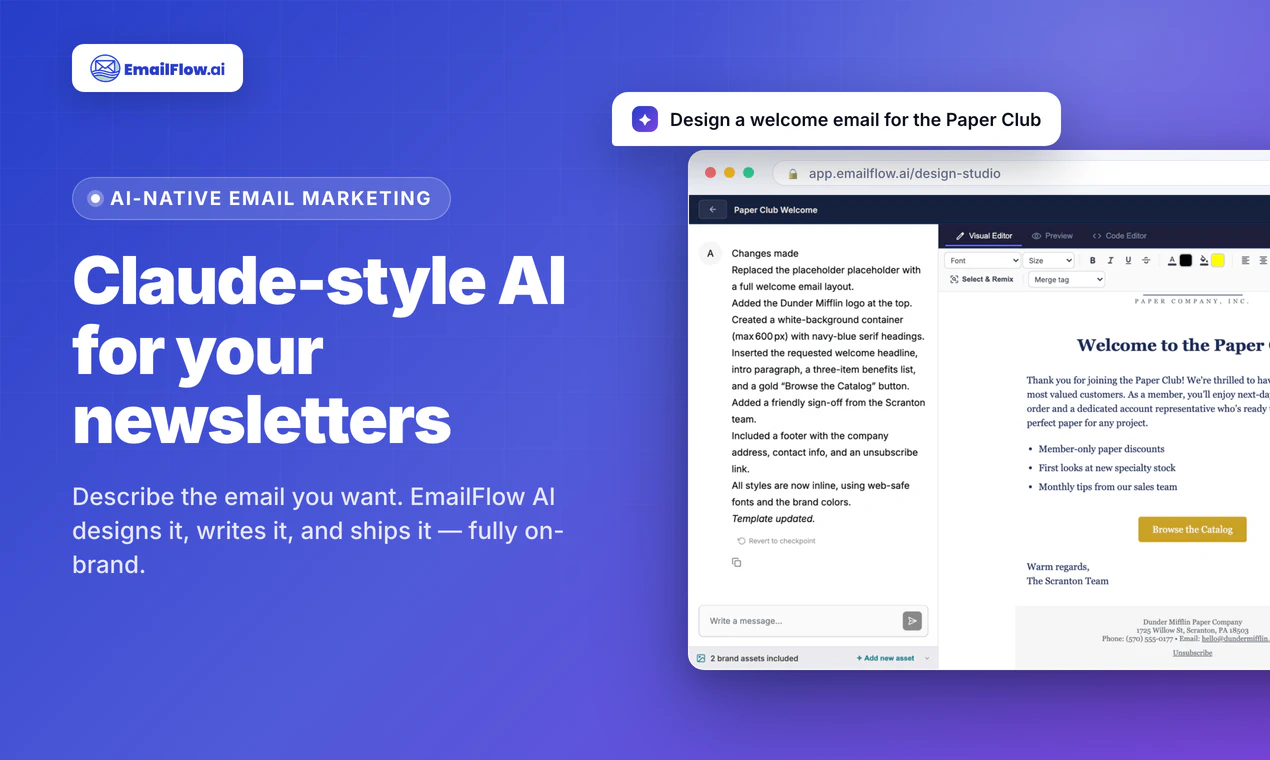 startuptile EmailFlow.AI-Like Claude Design for Email Newsletters