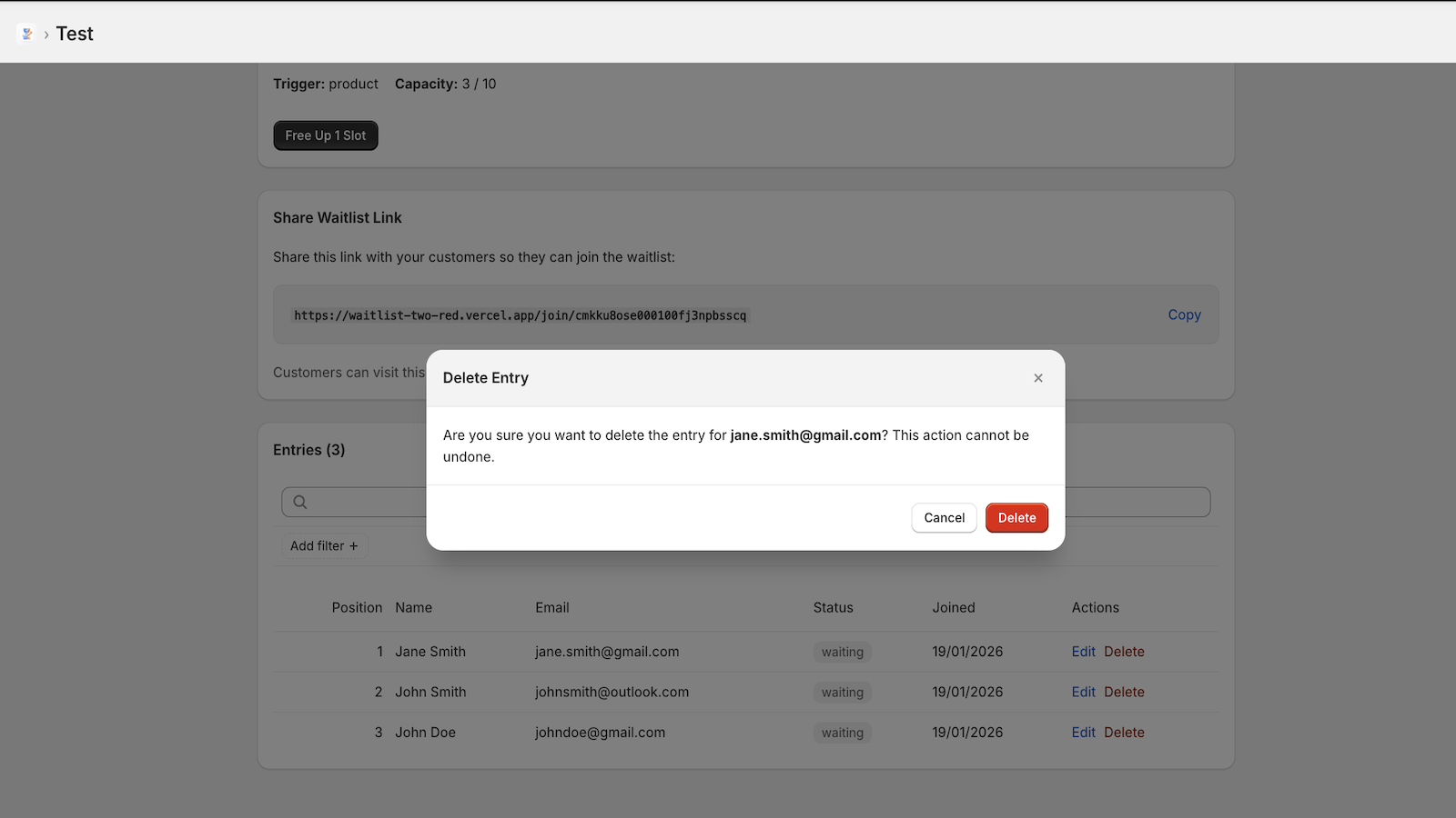 Waitlist Flow Wizard - Screenshot 2 showing product features and functionality
