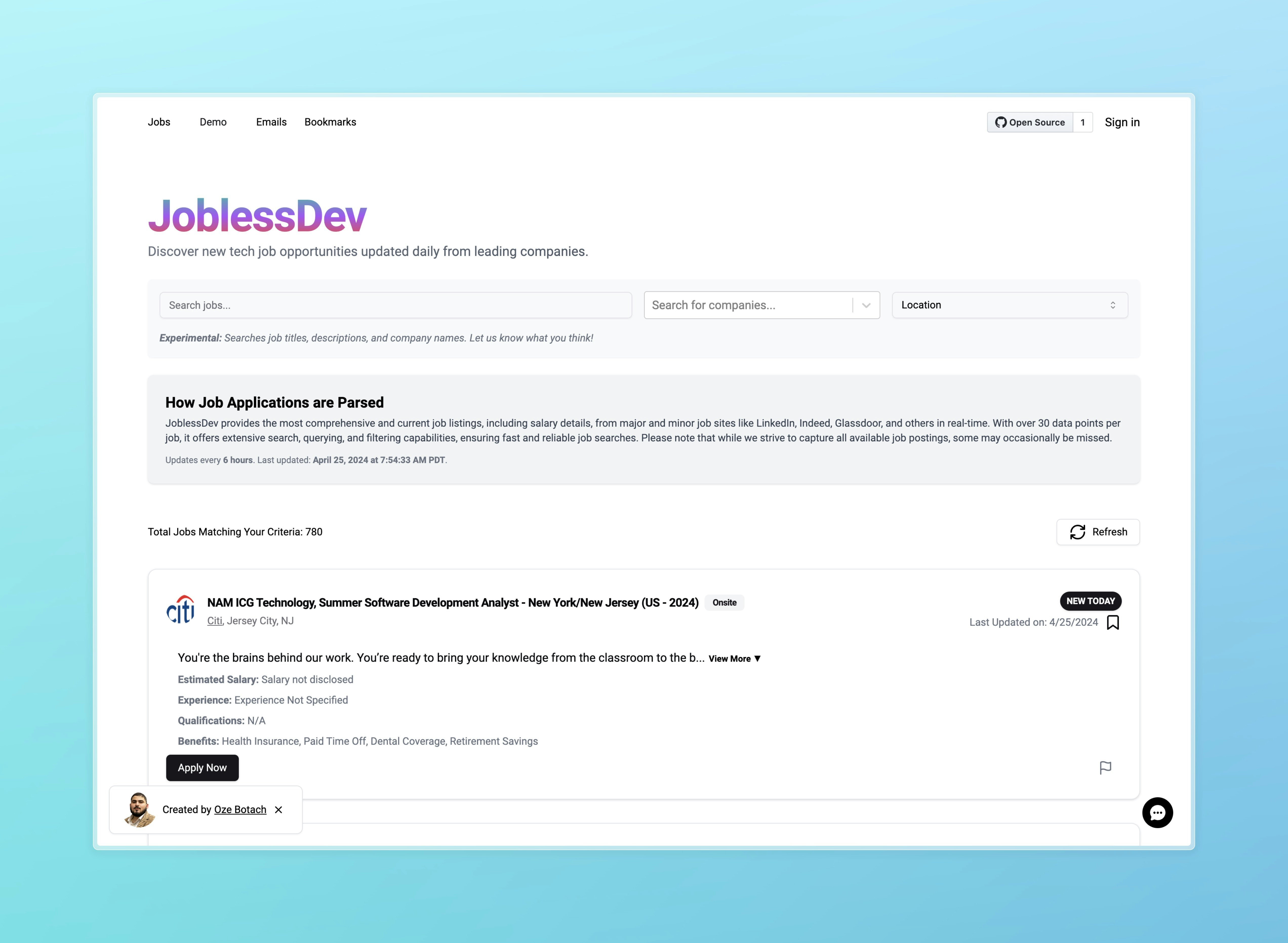 JoBlessDev: CS Pesquisa de emprego simplificada