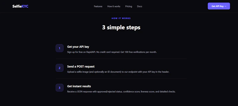 SelfieKYC API screenshot 2