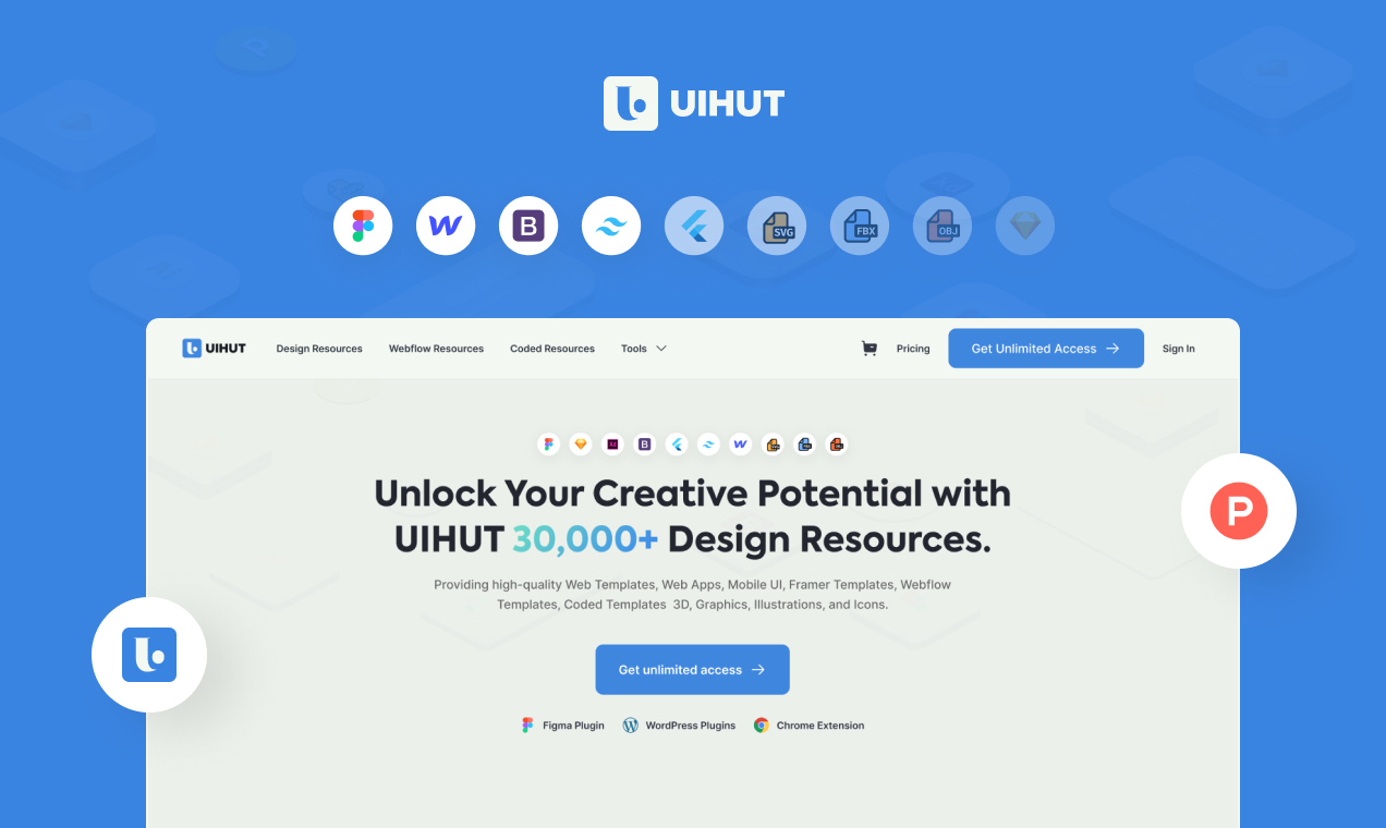 startuptile UIHUT-30000 + design resources Figma Webflow Tailwind & more