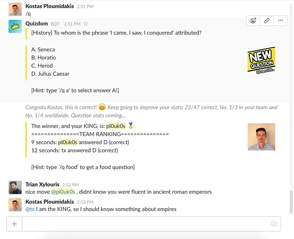 Quizdom™ for Slack