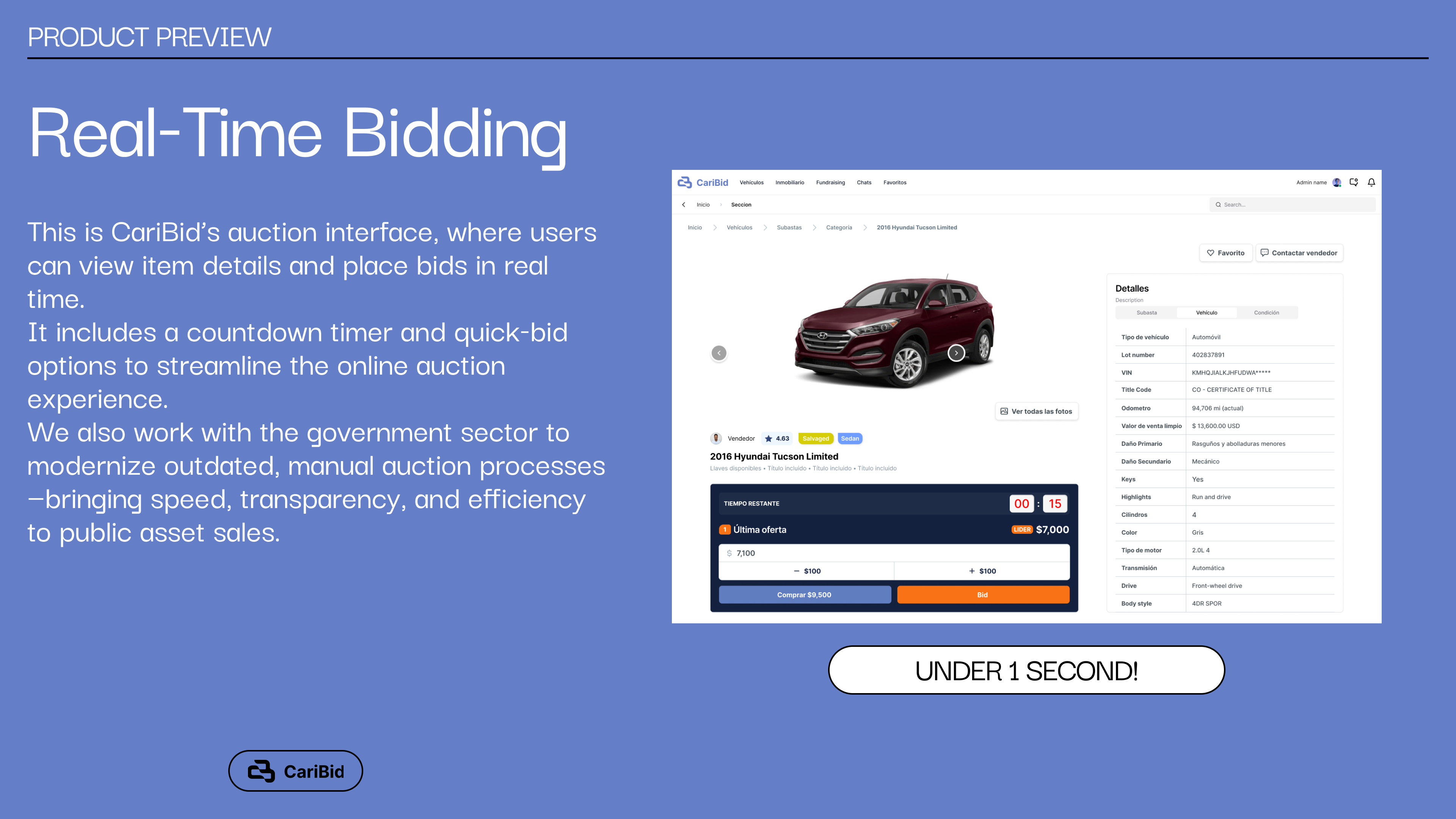 CariBid - Main product screenshot demonstrating key features and user interface