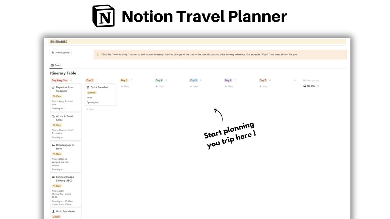 Notion Travel Planner gallery image