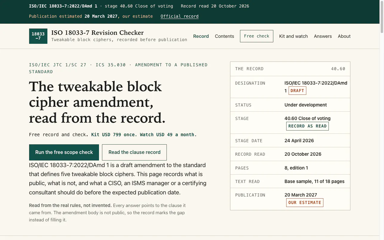 ISO 18033-7 Revision Checker gallery image