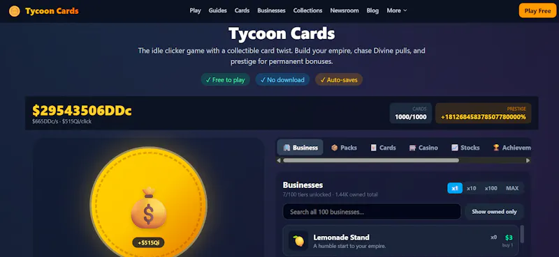 Tycoon Cards screenshot 1