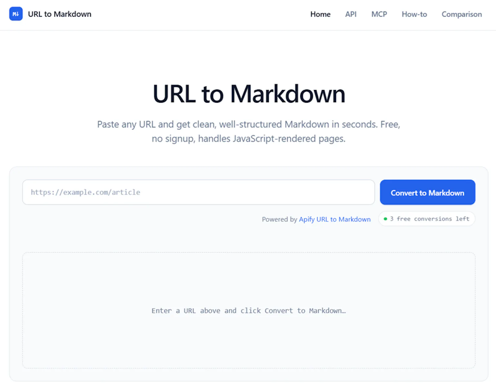 URL to Markdown screenshot 2