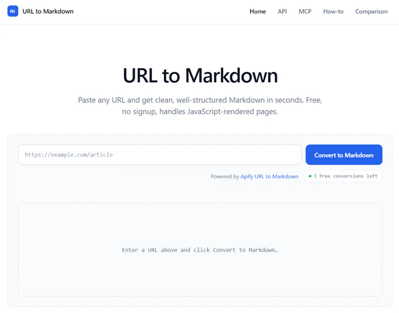 URL to Markdown screenshot 2