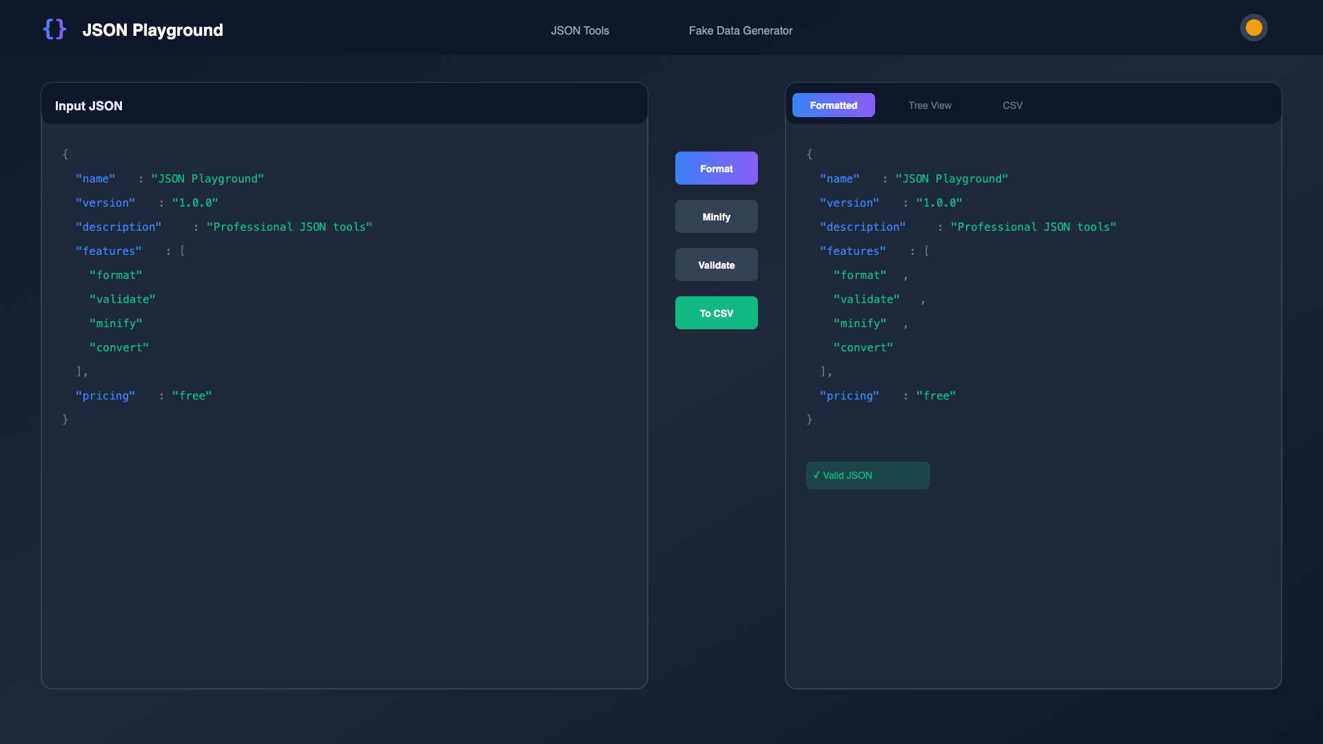 JSON Playground Tools gallery image