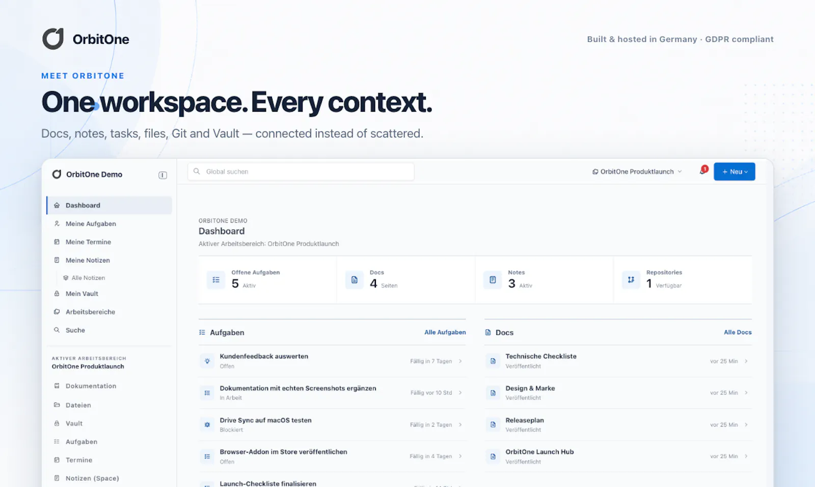 OrbitOne - Notes,Docs,Tasks,Repos,Vault screenshot 2