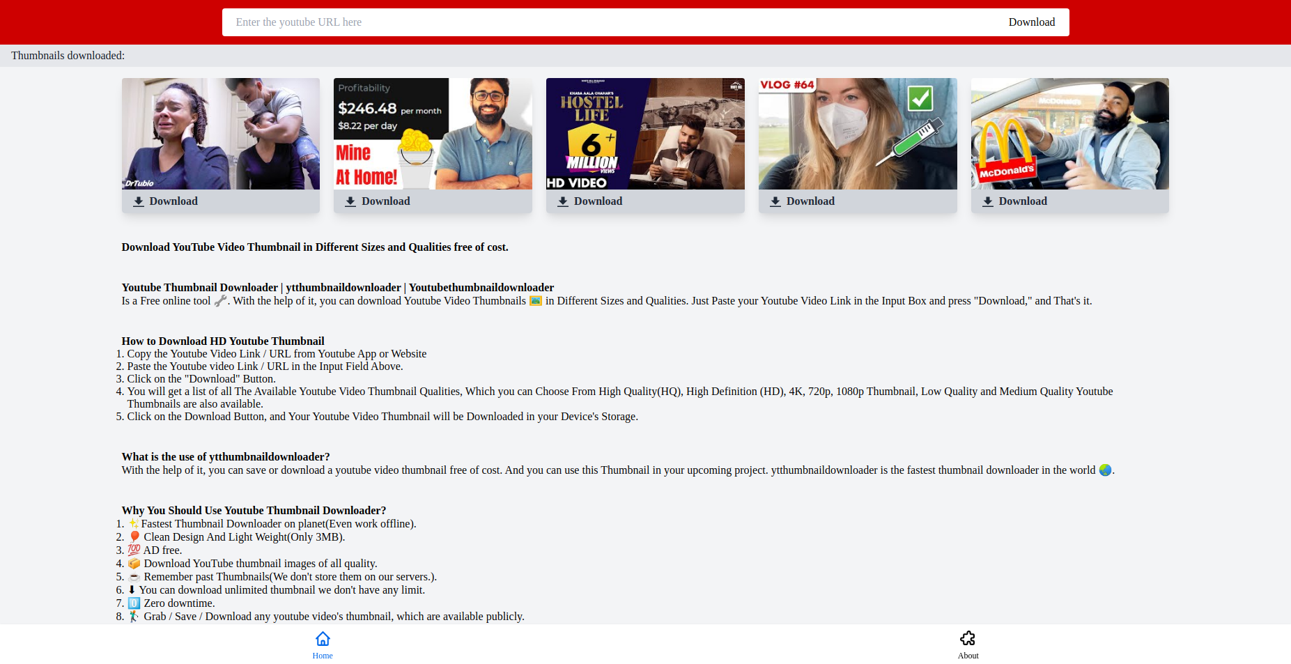 YouTube thumbnail downloader gallery image