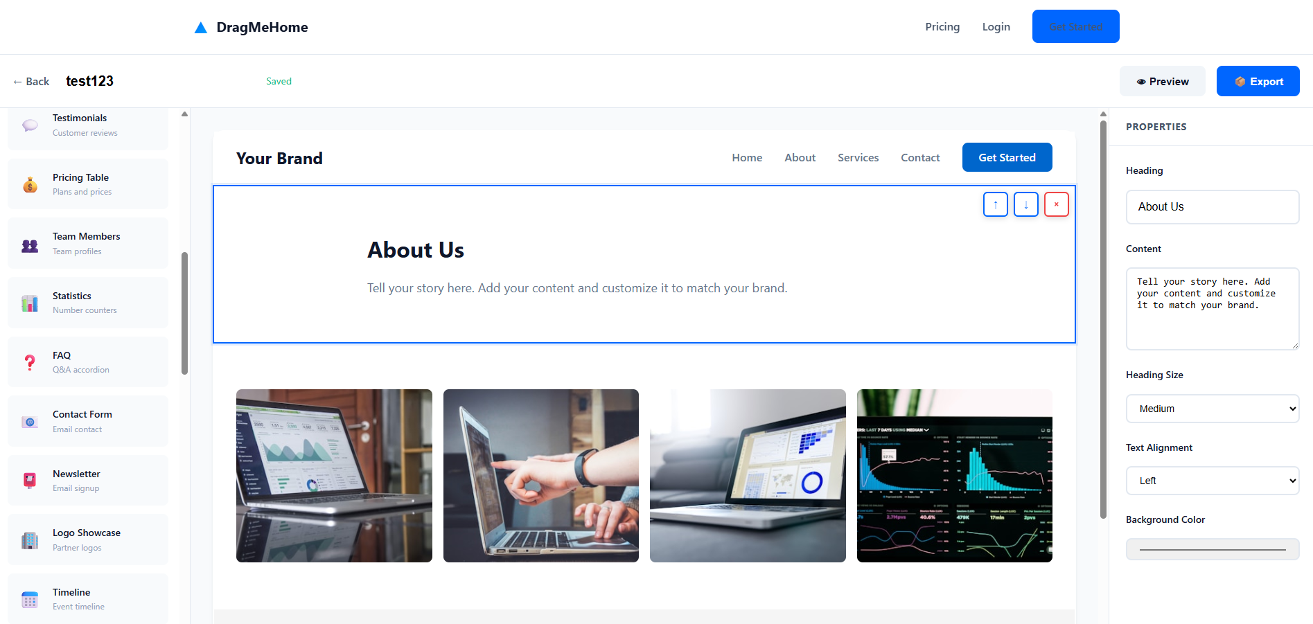 Drag 'n' drop Website Builder gallery image