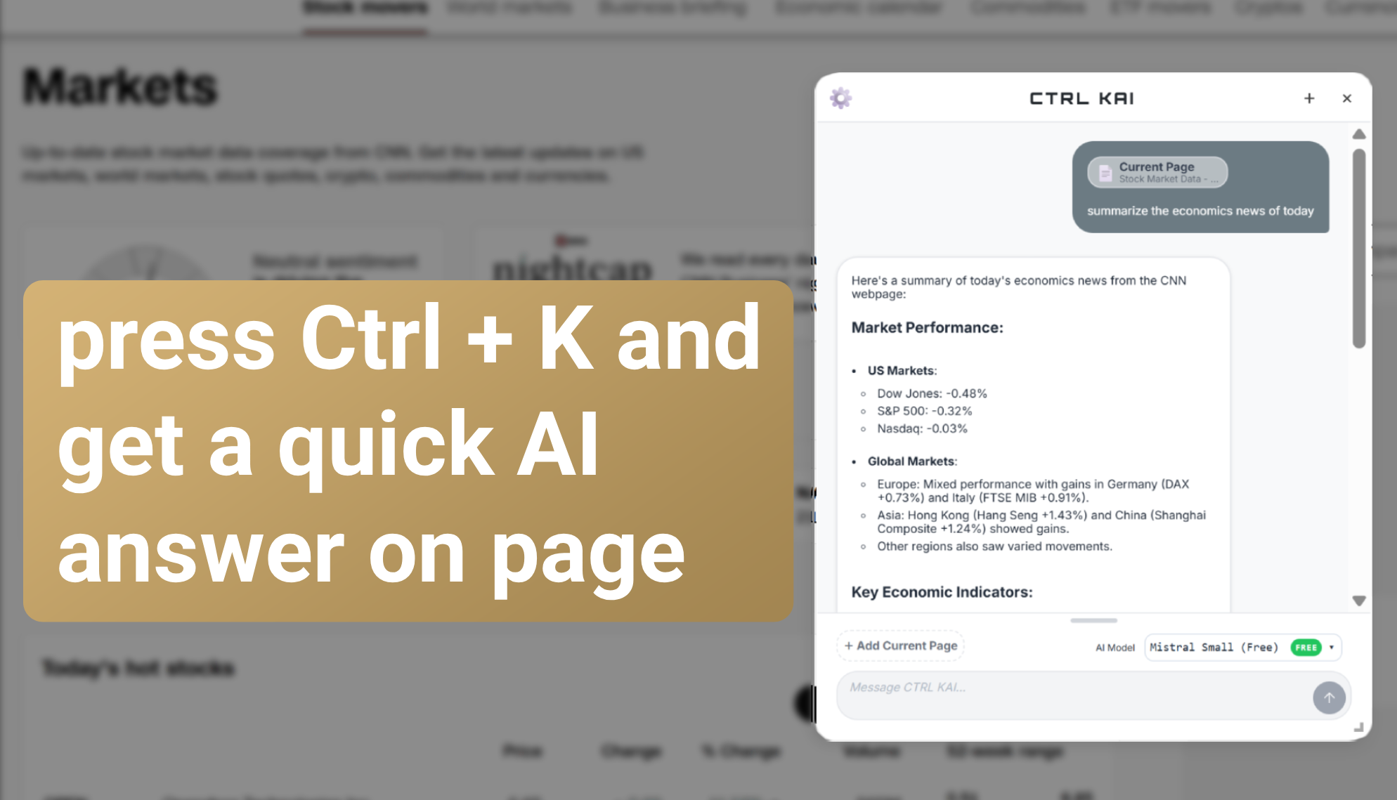 وسائط CTRL KAI - Press Ctrl+K and open an AI chatbot on any webpage. 4