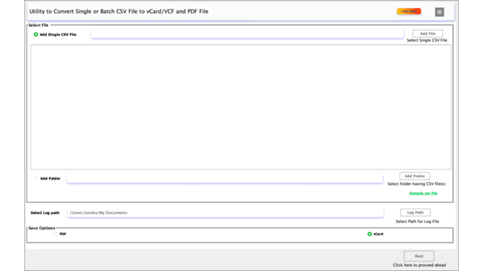 MacSonik CSV to vCard Converter screenshot 1