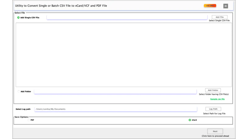 MacSonik CSV to vCard Converter screenshot 1