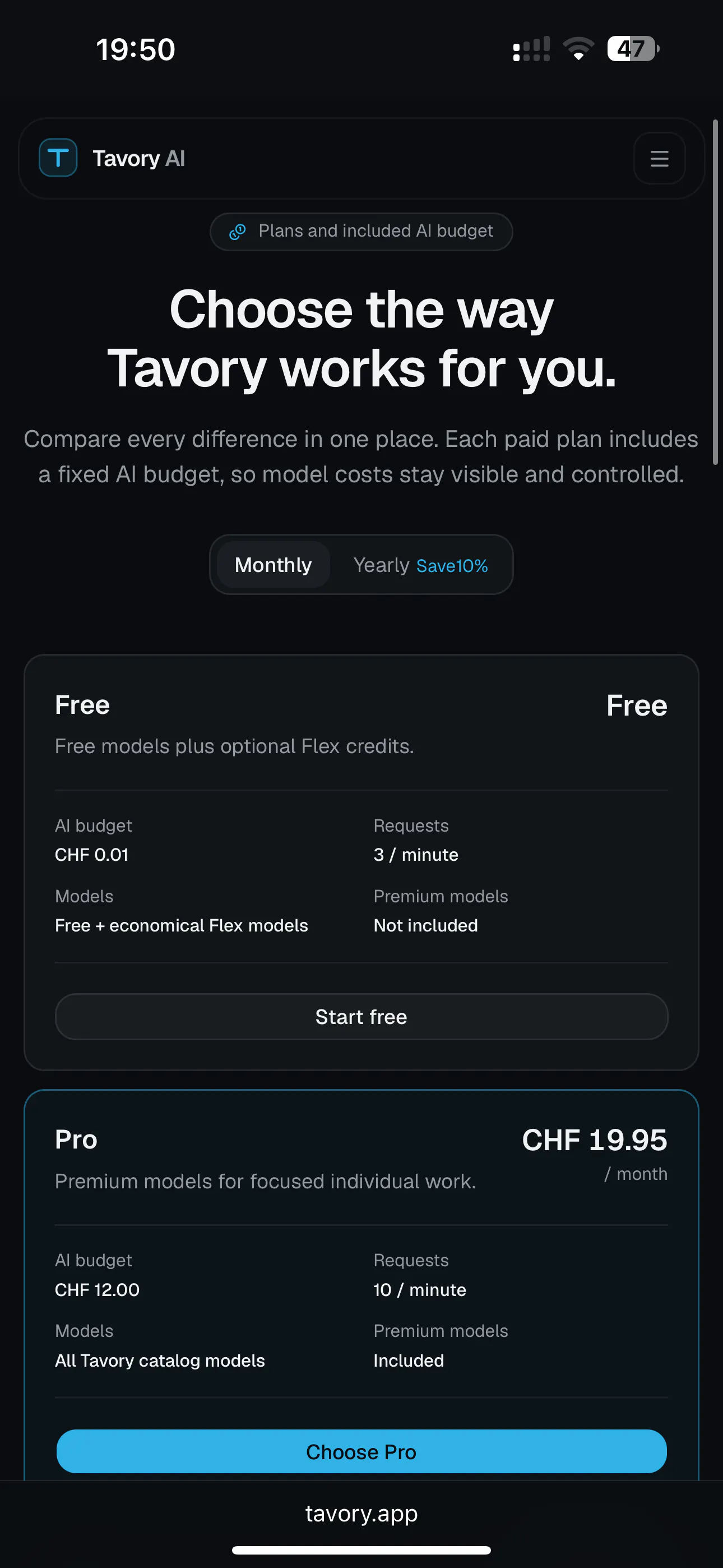 Tavory screenshot
