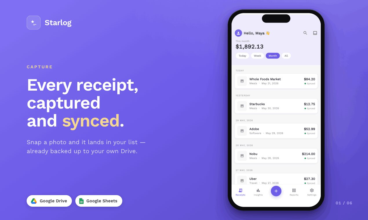 Starlog — Receipt Scanner & Expenses gallery image