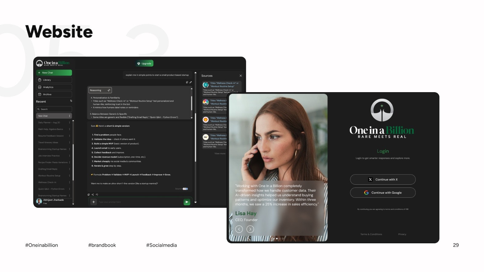 One In a Billion - Screenshot 2 showing product features and functionality
