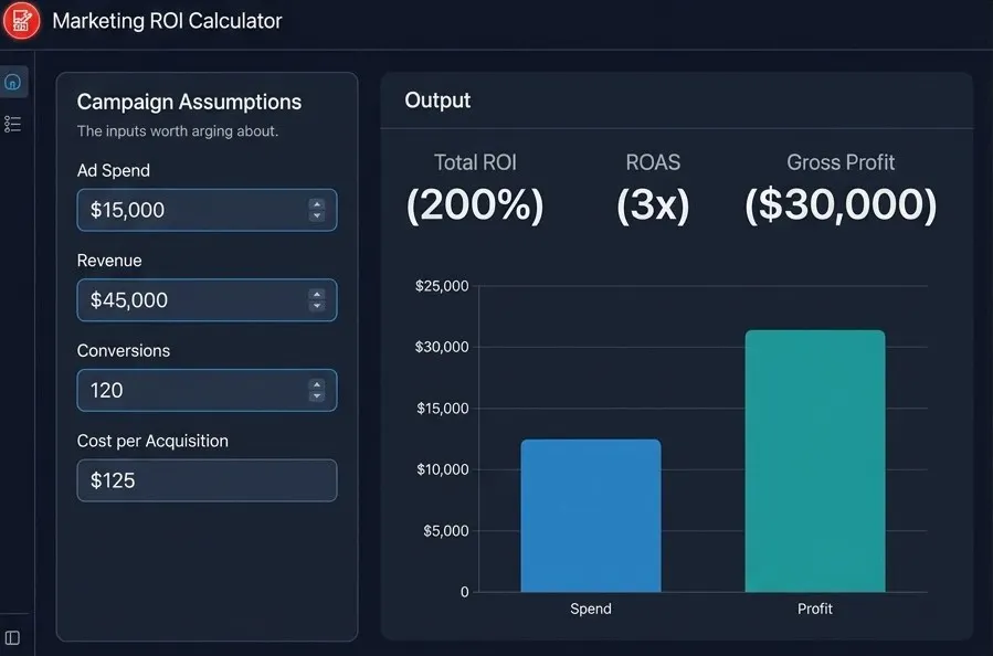 Marketing ROI Calculator screenshot