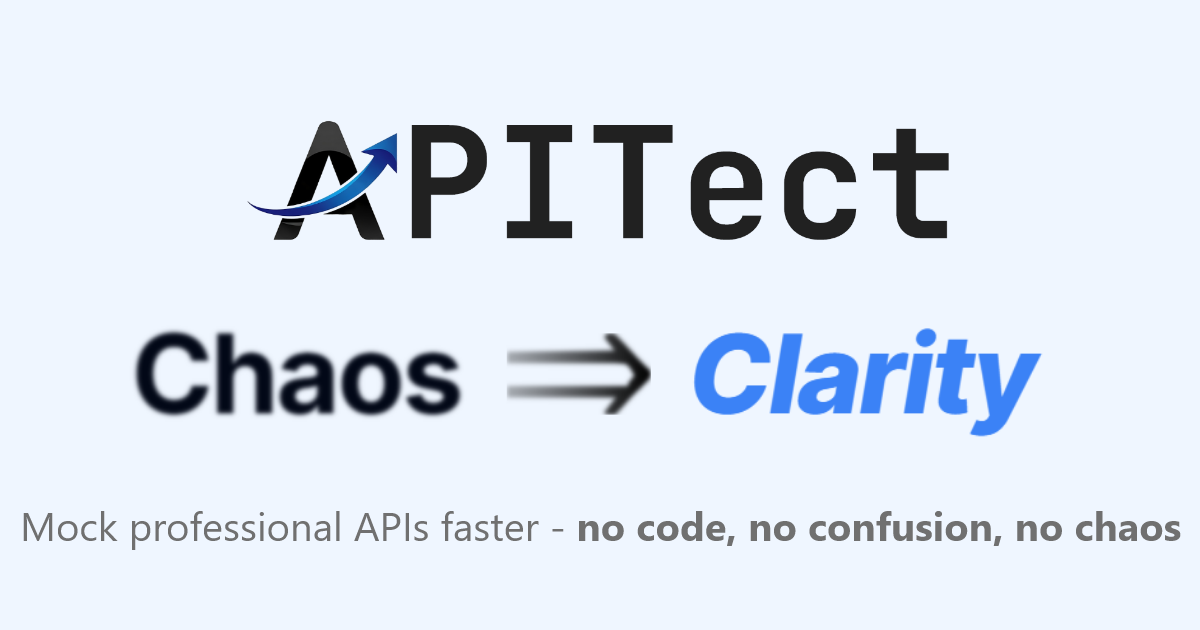 Apitect - Beste Mock API -ontwerpplatform - Chaos tot duidelijkheid.Geen code.Geen verwarring.Geen chaos. media 1