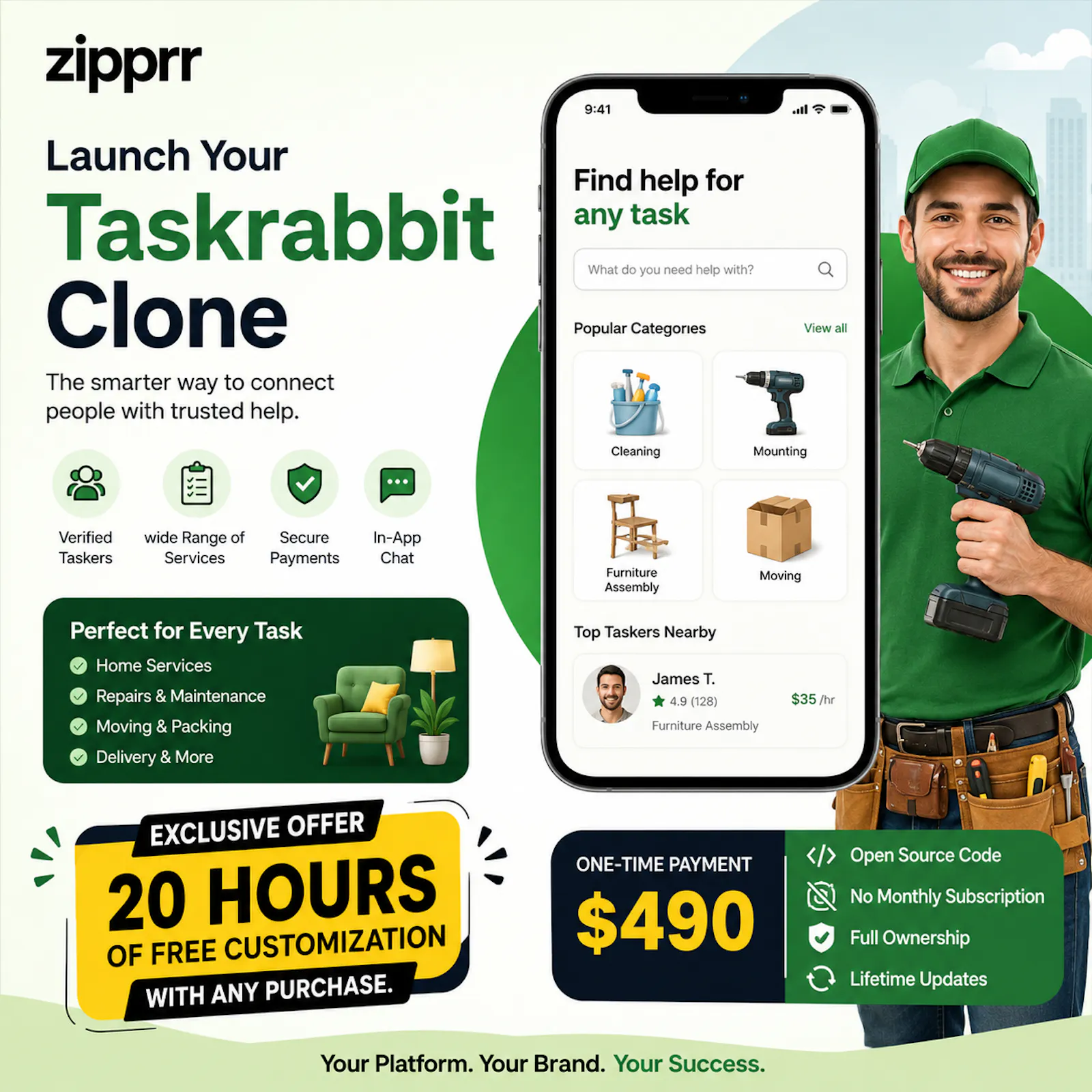 Zipprr TaskRabbit Clone Script screenshot 1