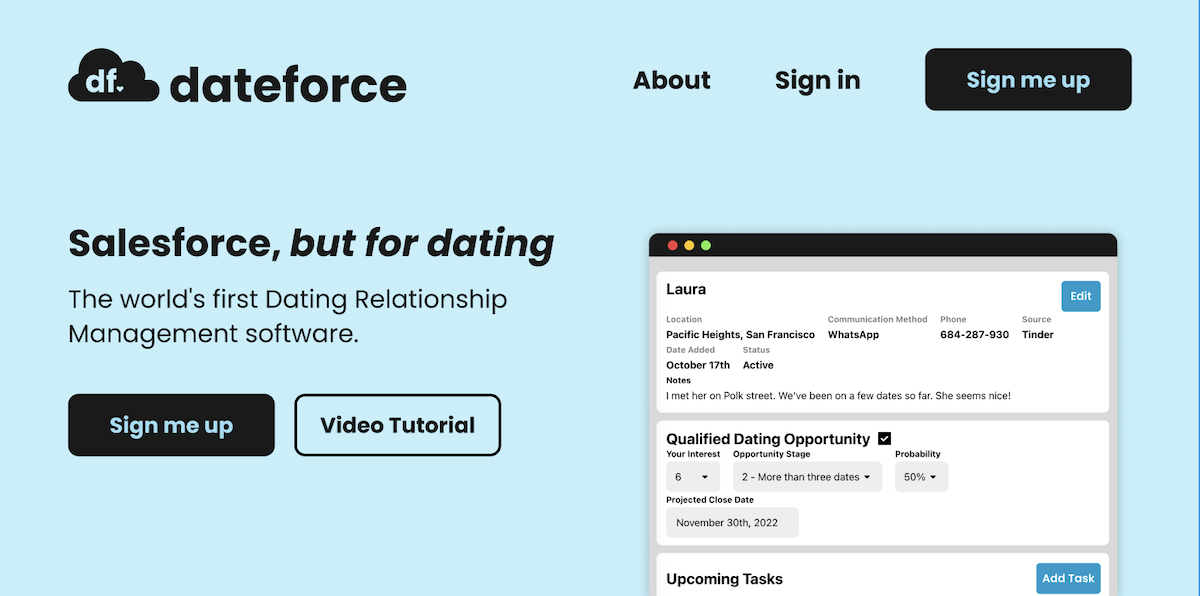 Mídia 3 de Dateforce - Salesforce, mas para namorar, o primeiro DRM do mundo